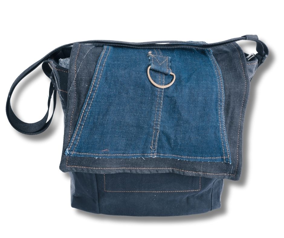 Recycled denim crossbody bag
