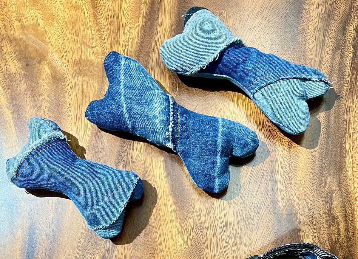 Denim bone chew toys for dogs