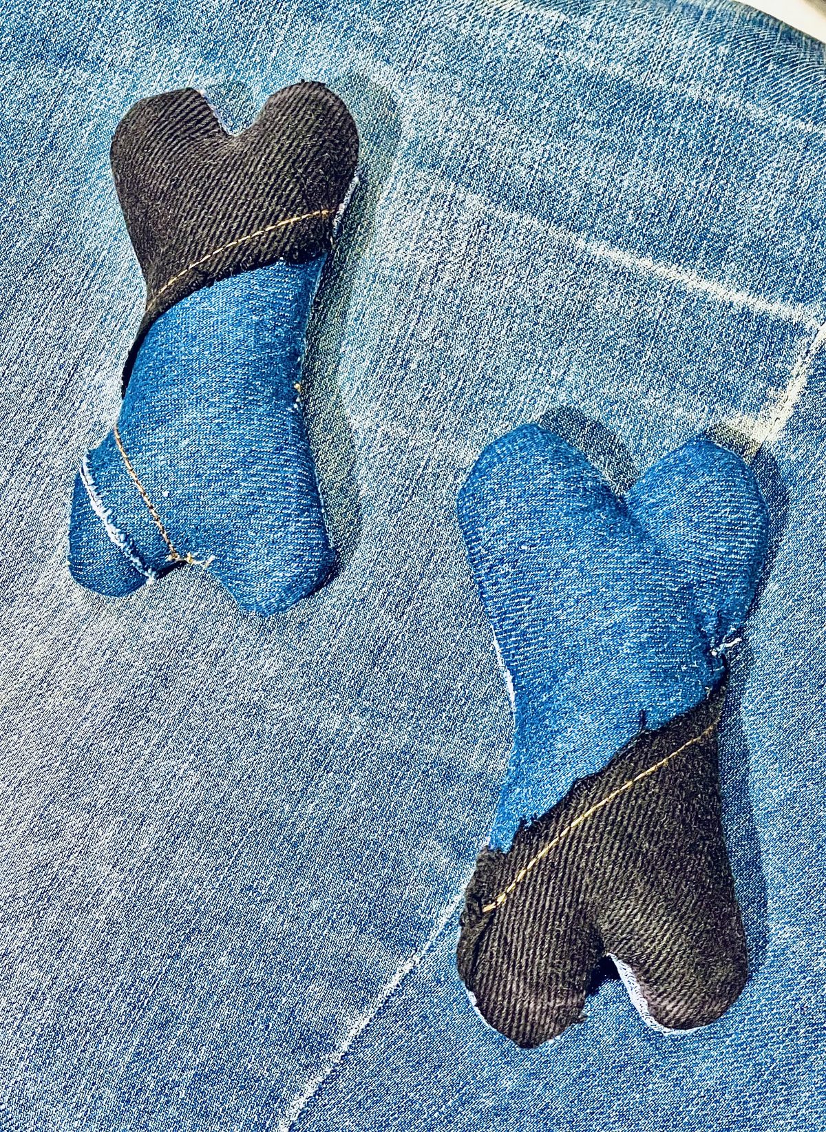 Heart and bone shaped denim pet pillows